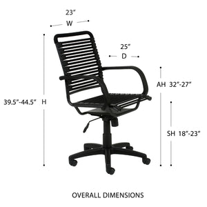 Bungie Flat High Back Office Chair with Ventilated Bungee Seat Support and Ergonomic Graphite Frame