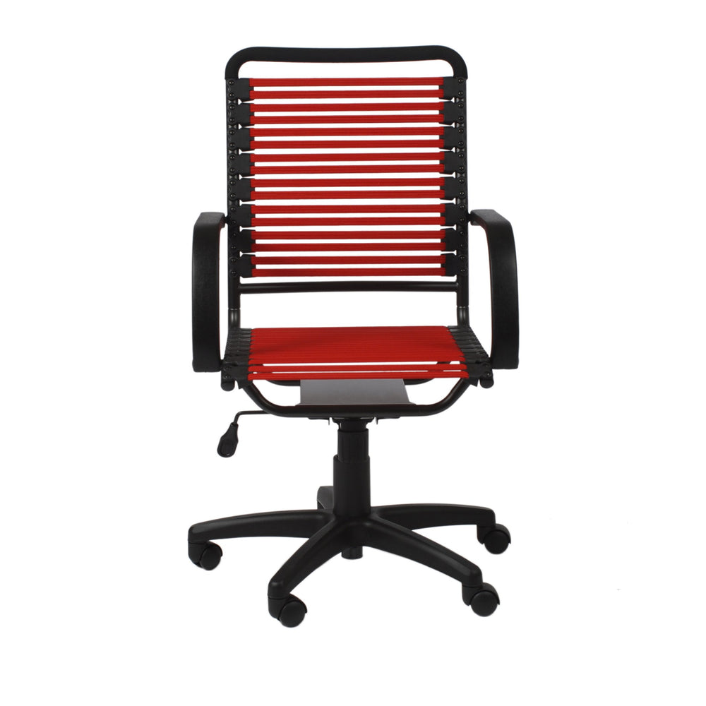 EE Test Vendor Bungie Flat High Back Office Chair with Ventilated Bungee Seat Support and Ergonomic Graphite Frame Red EETEST-02570RED