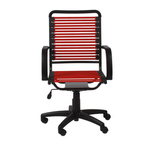 EE Test Vendor Bungie Flat High Back Office Chair with Ventilated Bungee Seat Support and Ergonomic Graphite Frame Red EETEST-02570RED