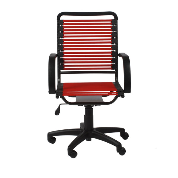 EE Test Vendor Bungie Flat High Back Office Chair with Ventilated Bungee Seat Support and Ergonomic Graphite Frame Red EETEST-02570RED