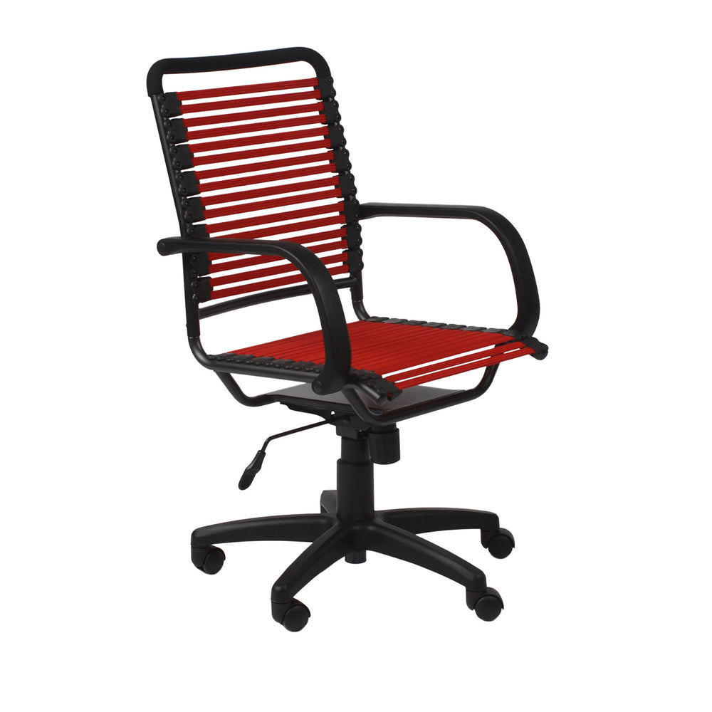 EE Test Vendor Bungie Flat High Back Office Chair with Ventilated Bungee Seat Support and Ergonomic Graphite Frame Red EETEST-02570RED