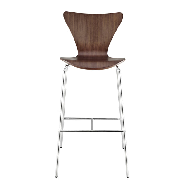 EE Test Vendor Tendy Iconic Walnut Barstools with Polished Chrome Legs for Modern Dining Spaces EETEST-02855WAL-MP4
