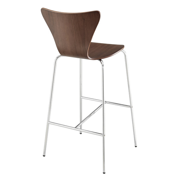 Tendy Iconic Walnut Barstools with Polished Chrome Legs for Modern Dining Spaces