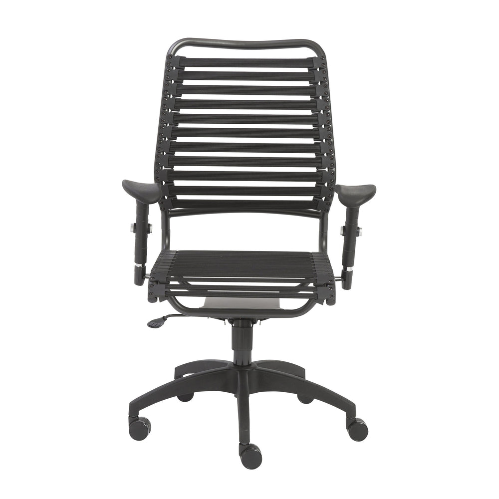 EE Test Vendor Baba Ergonomic High Back Chair with Bungee Strap Support and Adjustable Armrests EETEST-02971BLK