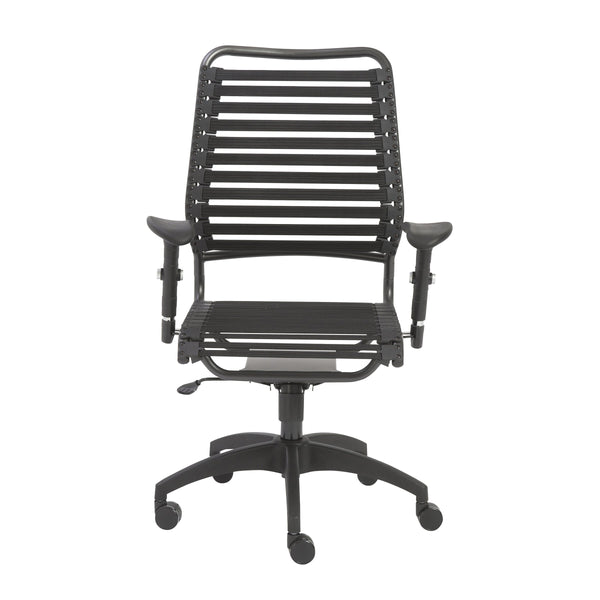 EE Test Vendor Baba Ergonomic High Back Chair with Bungee Strap Support and Adjustable Armrests EETEST-02971BLK