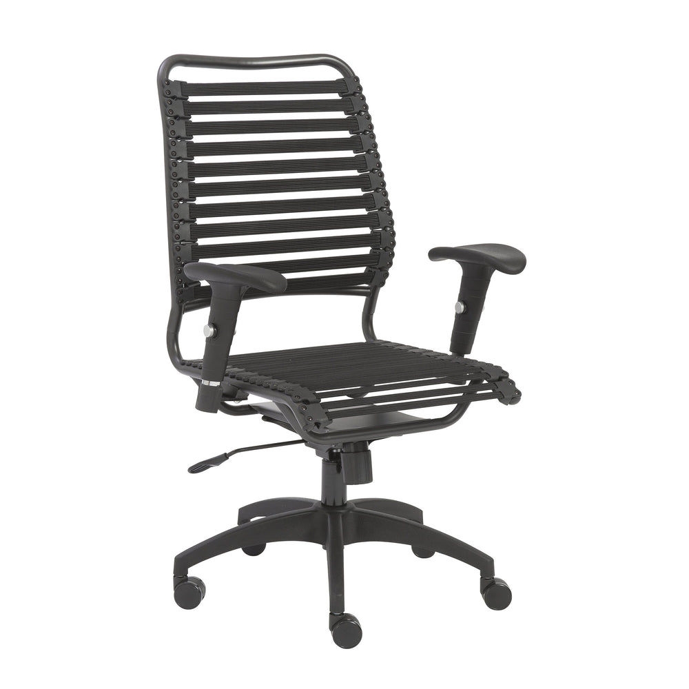 EE Test Vendor Baba Ergonomic High Back Chair with Bungee Strap Support and Adjustable Armrests EETEST-02971BLK