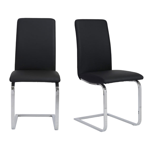 EE Test Vendor Cinzia Modern Cushioned Side Chair Set of 2 with Sleek Metal Legs for Dining or Office Black/Chrome EETEST-05090BLK