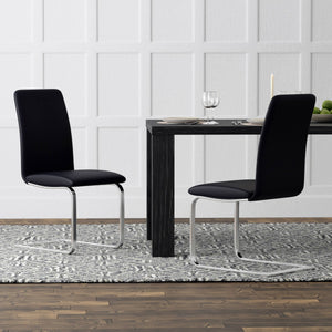 Cinzia Modern Cushioned Side Chair Set of 2 with Sleek Metal Legs for Dining or Office