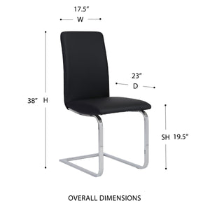 Cinzia Modern Cushioned Side Chair Set of 2 with Sleek Metal Legs for Dining or Office