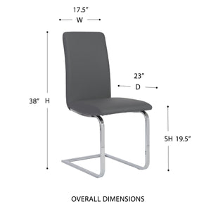 Cinzia Modern Cushioned Side Chair Set of 2 with Sleek Metal Legs for Dining or Office