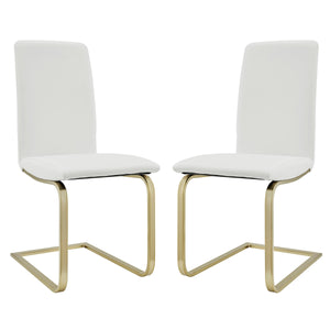 Cinzia Modern Cushioned Side Chair Set of 2 with Sleek Metal Legs for Dining or Office