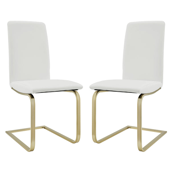 Cinzia Modern Cushioned Side Chair Set of 2 with Sleek Metal Legs for Dining or Office