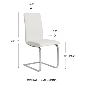 Cinzia Modern Cushioned Side Chair Set of 2 with Sleek Metal Legs for Dining or Office