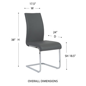 Epifania Leatherette Cantilever Dining Chair Set Tall Back Chrome Base Modern Style