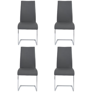 Epifania Leatherette Cantilever Dining Chair Set Tall Back Chrome Base Modern Style