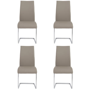 Epifania Leatherette Cantilever Dining Chair Set Tall Back Chrome Base Modern Style