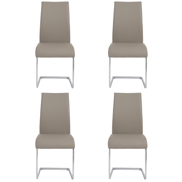 Epifania Leatherette Cantilever Dining Chair Set Tall Back Chrome Base Modern Style
