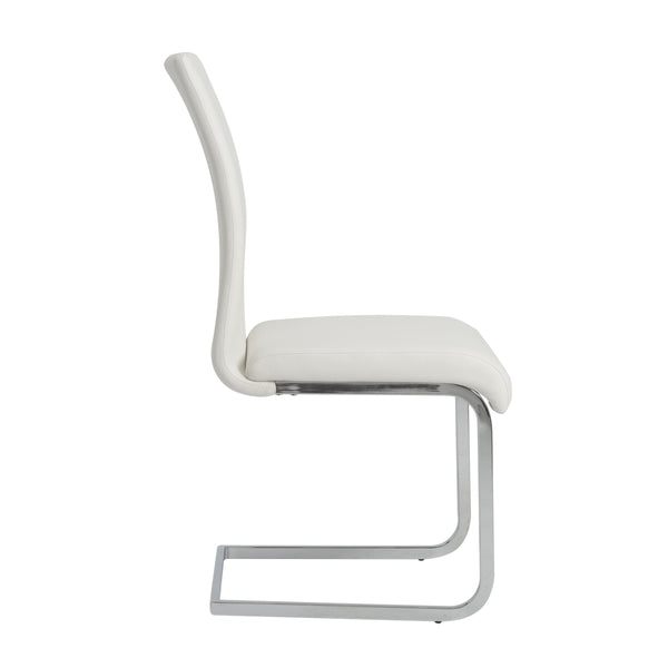 Epifania Leatherette Cantilever Dining Chair Set Tall Back Chrome Base Modern Style
