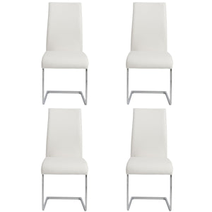 Epifania Leatherette Cantilever Dining Chair Set Tall Back Chrome Base Modern Style