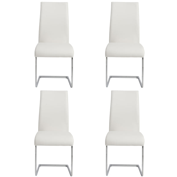 Epifania Leatherette Cantilever Dining Chair Set Tall Back Chrome Base Modern Style