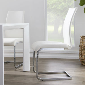 Epifania Leatherette Cantilever Dining Chair Set Tall Back Chrome Base Modern Style