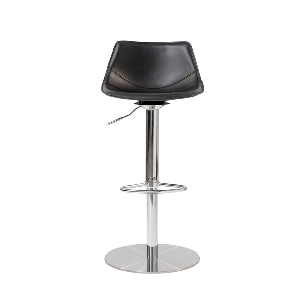 EE Test Vendor Rudy Swivel Adjustable Stool with Footrest and Stainless Steel Base for Bar Seating Black EETEST-05204BLK