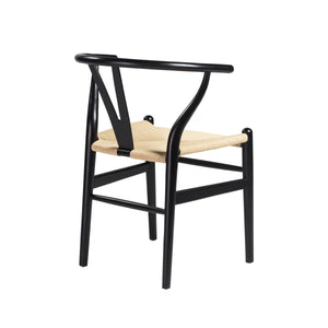 Evelina Solid Wood Dining Side Chair Set of 2 Mid-century Geometric Rush Seat Design