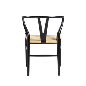 Evelina Solid Wood Dining Side Chair Set of 2 Mid-century Geometric Rush Seat Design