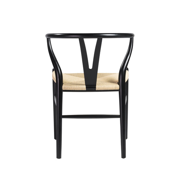 Evelina Solid Wood Dining Side Chair Set of 2 Mid-century Geometric Rush Seat Design