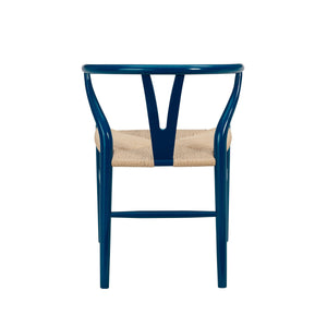 Evelina Solid Wood Dining Side Chair Set of 2 Mid-century Geometric Rush Seat Design