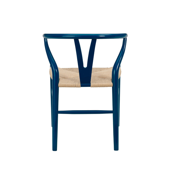 Evelina Solid Wood Dining Side Chair Set of 2 Mid-century Geometric Rush Seat Design