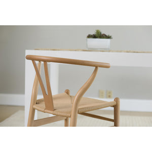 Evelina Solid Wood Dining Side Chair Set of 2 Mid-century Geometric Rush Seat Design