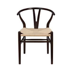 Evelina Solid Wood Dining Side Chair Set of 2 Mid-century Geometric Rush Seat Design