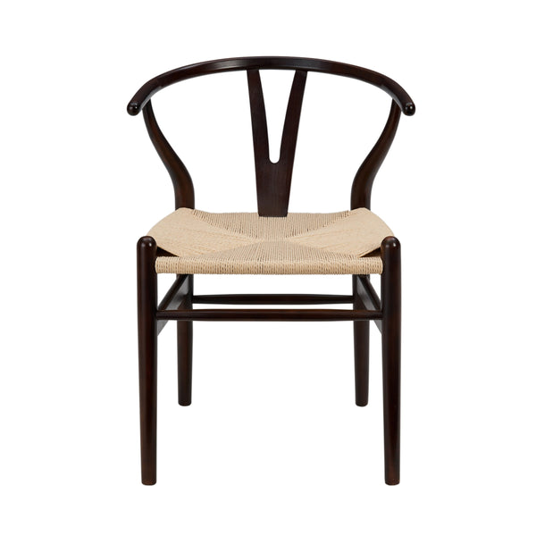 Evelina Solid Wood Dining Side Chair Set of 2 Mid-century Geometric Rush Seat Design
