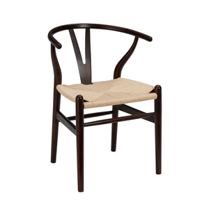 Evelina Solid Wood Dining Side Chair Set of 2 Mid-century Geometric Rush Seat Design