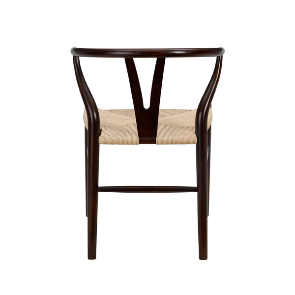 Evelina Solid Wood Dining Side Chair Set of 2 Mid-century Geometric Rush Seat Design