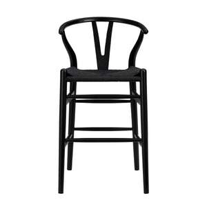 Evelina Mid-century Rush Seat Counter Stool with Solid Wood Frame Artisan Crafted Elegance