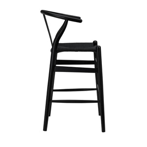 Evelina Mid-century Rush Seat Counter Stool with Solid Wood Frame Artisan Crafted Elegance