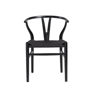 Evelina Solid Wood Dining Side Chair Set of 2 Mid-century Geometric Rush Seat Design