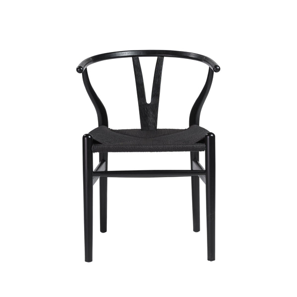 Evelina Solid Wood Dining Side Chair Set of 2 Mid-century Geometric Rush Seat Design