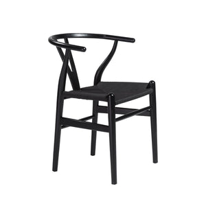 Evelina Solid Wood Dining Side Chair Set of 2 Mid-century Geometric Rush Seat Design