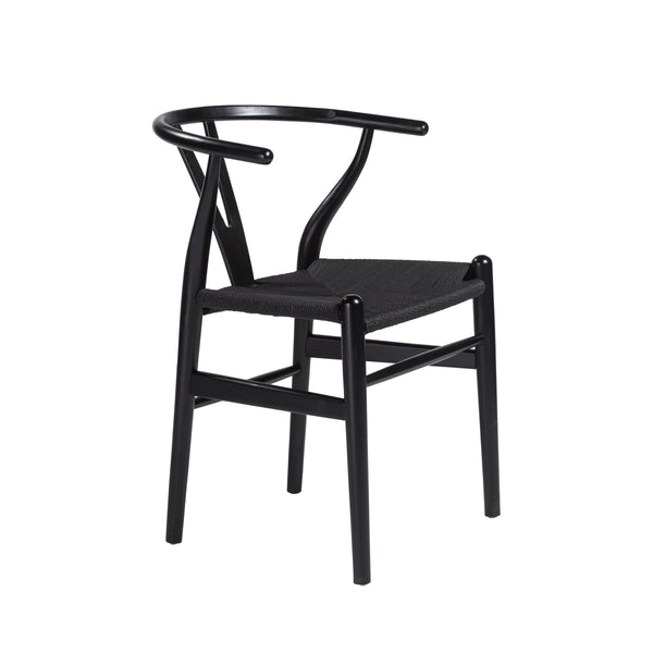 Evelina Solid Wood Dining Side Chair Set of 2 Mid-century Geometric Rush Seat Design