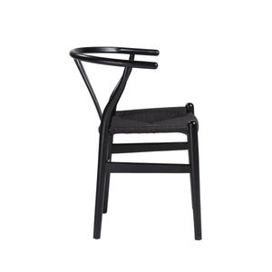 Evelina Solid Wood Dining Side Chair Set of 2 Mid-century Geometric Rush Seat Design
