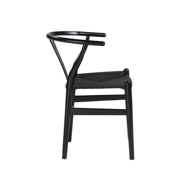 Evelina Solid Wood Dining Side Chair Set of 2 Mid-century Geometric Rush Seat Design
