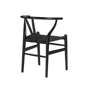 Evelina Solid Wood Dining Side Chair Set of 2 Mid-century Geometric Rush Seat Design