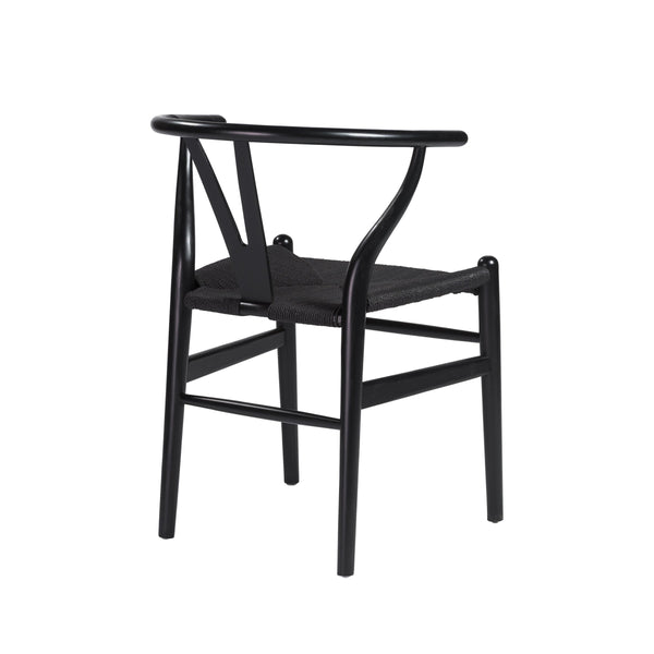Evelina Solid Wood Dining Side Chair Set of 2 Mid-century Geometric Rush Seat Design