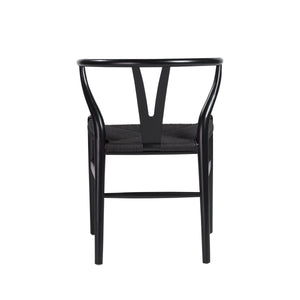 Evelina Solid Wood Dining Side Chair Set of 2 Mid-century Geometric Rush Seat Design