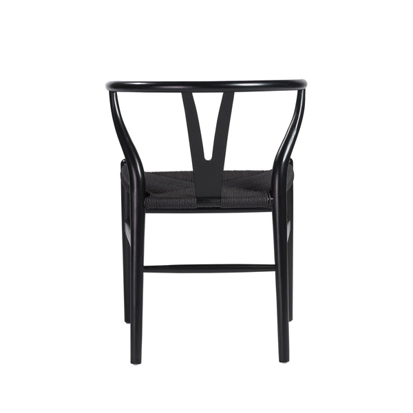 Evelina Solid Wood Dining Side Chair Set of 2 Mid-century Geometric Rush Seat Design