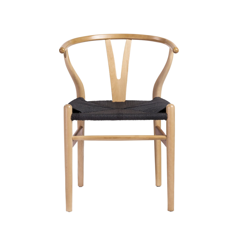 EE Test Vendor Evelina Solid Wood Dining Side Chair Set of 2 Mid-century Geometric Rush Seat Design Natural/Black EETEST-08162NAT