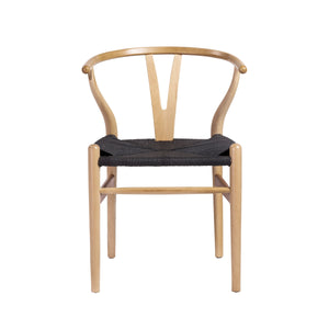 Evelina Solid Wood Dining Side Chair Set of 2 Mid-century Geometric Rush Seat Design